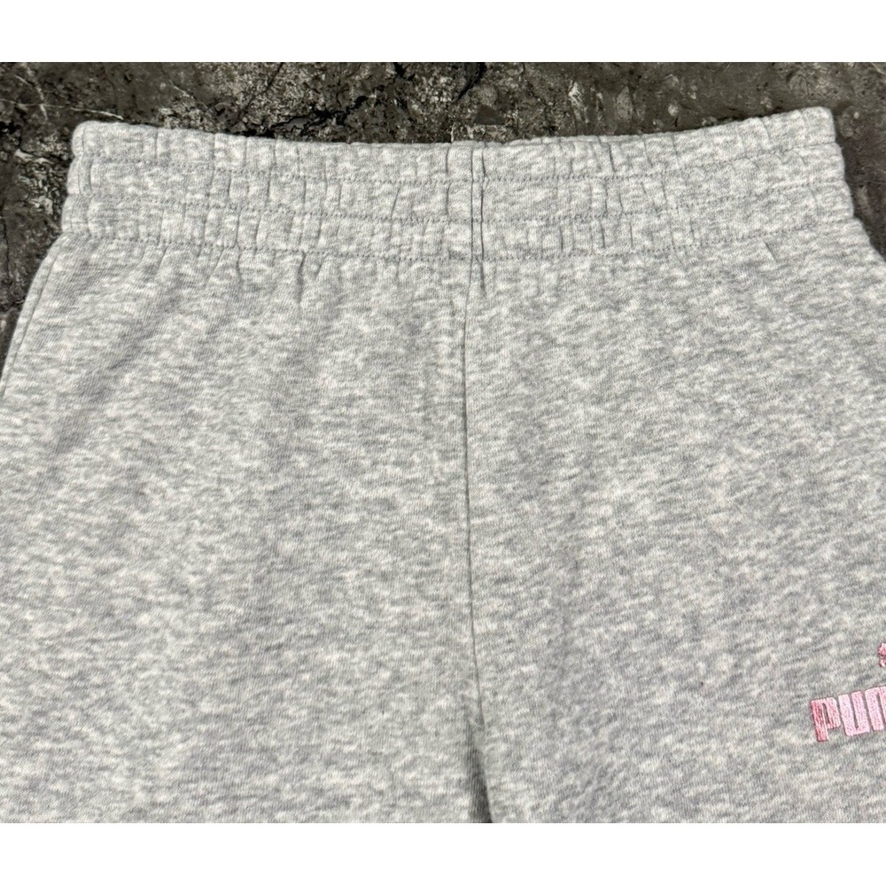 Puma Girls Fleece Hoodie Jogger Set Metallic Pink Heathered Gray Sz XS 6 - Picture 7 of 12